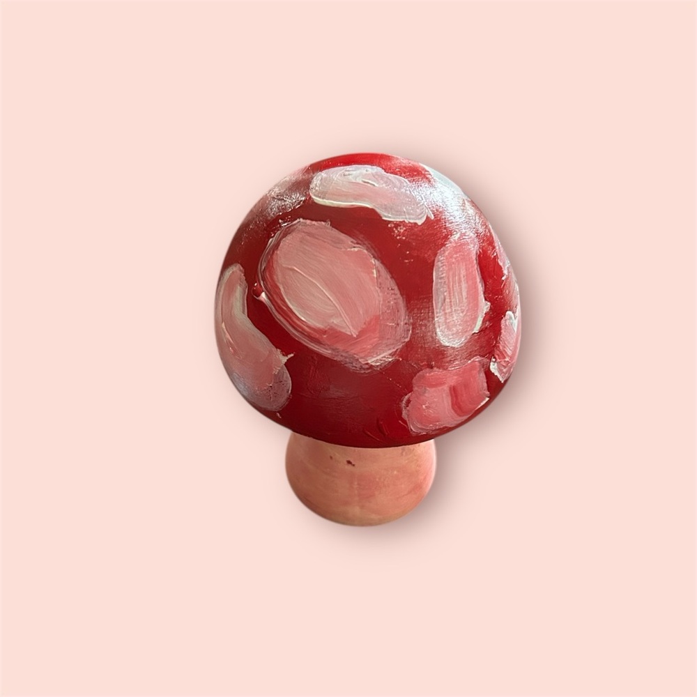 Red and Pink Mushroom Sculpture Art